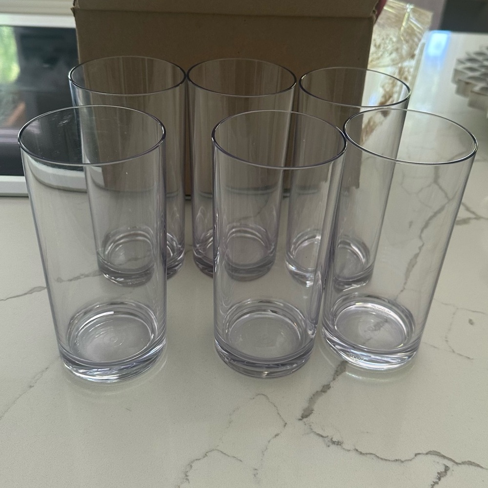 Acrylic Classic Clear Plastic Reusable Drinking Glasses set .6